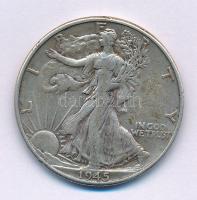 Amerikai Egyesült Államok 1945. 1/2$ Ag "Walking Liberty" T:VF patina, ph. USA 1945. 1/2 Dollar Ag "Walking Liberty" C:VF patina, edge error Krause KM#142