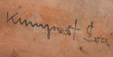 Kumpost Éva (1934-1994): Jónás a cetben. Jelzett, lepattanással, ragasztással, 26x16 cm