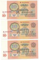 Szovjetunió 1961. 10R (3x) sorszámkövetők "8056800 - 8056802" T:XF
Soviet Union 1961. 10 ...