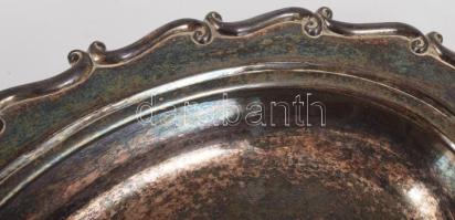 Régi ezüstözött kínáló, 35x24 cm