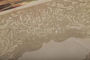 Kétfüles ezüstözött szervírozótálca, kopással, 61x34 cm