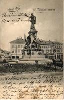 1905 Arad, 13 vértanú szobor, Ries J. és Társa, Erber és Fleischmann üzlete, Aradi Kereskedők Köre / Statuia Martirilor / Martyrs' monument, shops (Rb)