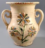 Kétfüles váza. Hódmezővásárhely, 19. sz. vége, felületi sérüléssel, m: 19,5 cm