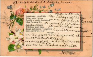 1900 Ibolyácska. Szecessziós-virágos litho üdvözlőlap / Art Nouveau, floral litho greeting card (EK)
