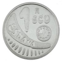 Spanyolország 1989M 1E Ag "Európé (Agénór leánya) elrablása" fantázia emlékkiadás kapszulában T:AU Spain 1989M 1 Ecu Ag "The Abduction of Europa" fantasy commemorative coin in capsule C:AU Krause X#M23