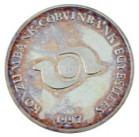 1997. "Konzumbank - Corvinbank egyesülés 1997" kétoldalas, ezüstözött fém emlékérem T:AU (eredetileg PP) patina