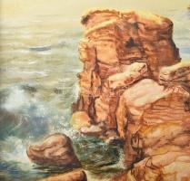 Ioan Grosos (1952-), romániai festő: Vitorlások. Olaj, vászon. Jelezve balra lent. Dekoratív fakeret...