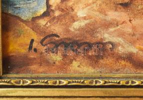 Ioan Grosos (1952-), romániai festő: Vitorlások. Olaj, vászon. Jelezve balra lent. Dekoratív fakeret...