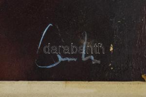 Olvashatatlan jelzéssel: Női akt. Olaj, vászon. Sérült. Dekoratív fakeretben. 61x50 cm