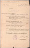 1940 M. kir. miskolci VII. honvéd hadtest parancsnokság értesítő levele Wladimir Andor törzsőrmester részére ,,tiszta keresztény származás" igazolásáról, vitéz szotyori Nagy Gyula (1887-1945) tábornok, hadtestparancsnok aláírásával, bélyegzővel, kisebb lapszéli sérülésekkel