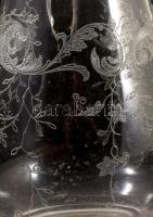 cca 1900 Osztrák hutaüveg kancsó, m: 26,5 cm