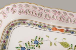 Herendi Indiai kosár multicolor mintás kínáló. Jelzett, hibátlan, 18x18 cm