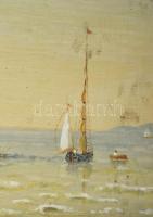 Feith Károly (1930-2017): Balaton. Olaj, farost, jelzett. Dekoratív, kissé kopott fakeretben. 30x40 ...