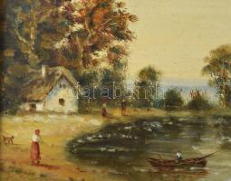 Feith Károly (1930-2017): Balaton. Olaj, farost, jelzett. Dekoratív, kissé kopott fakeretben. 30x40 ...