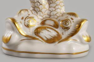 Herendi Apponyi Vert mintás talpas kínáló plasztikus aranyhal figurákkal. Jelzett, hibátlan, d: 14 c...