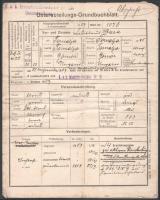 1908 K. u. k. Ersatzbataillonskader No. 25, Unterabteilungs-Grundbuchblatt, német nyelvű katonai irat a cs. és kir. 25. losonci gyalogezredhez (K. u. k. Infanterie-Regiment Nr. 25) beosztott, tornaljai származású katona részére