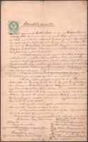 1895 Miskolc, adásvételi szerződés, két beírt oldal, 50kr okmánybélyeggel, "Miskolcz város árvaszéke" bélyegzővel