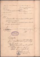 1895 Miskolc, adásvételi szerződés, két beírt oldal, 50kr okmánybélyeggel, "Miskolcz város árva...