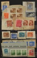 Magyar kétkörös bélyegzések kivágásokon, csomagszállító szelvényeken 2 db közepes berakóban