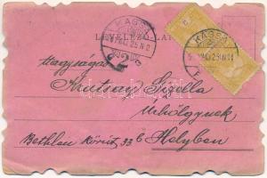 1901 Szecessziós-virágos dombornyomott litho üdvözlőlap / Art Nouveau, floral Emb. litho greeting ca...