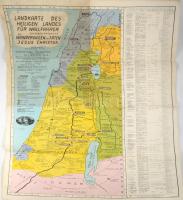 1973 Landkarte des Heiligen Landes für Wallfahrer / A Szentföld (Izrael) térképe zarándokoknak, Carpenters Workshops Nazareth kiadása, részben kissé koszos, 69,5x50 cm