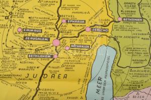 1973 Landkarte des Heiligen Landes für Wallfahrer / A Szentföld (Izrael) térképe zarándokoknak, Carp...