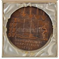 Palotás József (1947-) 1977. "Dunaújvárosi Uszoda építéséért" egyoldalas, öntött bronz emlékplakett, dísztokban (97mm) T:AU