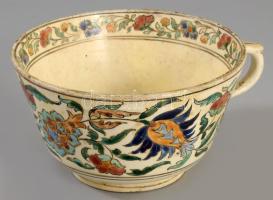 Fischer Károly Tata csésze. Jelzett, kopott, restaurált, d:11,5 cm