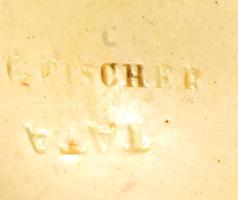 Fischer Károly Tata csésze. Jelzett, kopott, restaurált, d:11,5 cm