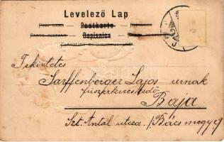 1901 Prosit Neujahr / Újévi szecessziós, dombornyomott üdvözlőlap törpékkel és malacokkal / New Year...