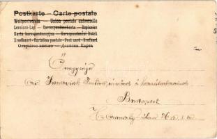 Boldog Újévet! Kéményseprős üdvözlőlap pezsgővel és malacokkal / New Year greeting postcard with chi...