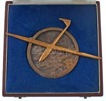 DN "Vitorlázó repülő" rátétes egyoldalas, öntött bronz emlékérem kissé kopott dísztokban (érem: 90mm ; a rátéttel együtt: 110x170mm) T:XF, a repülő ragasztása részben elengedett