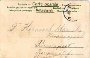 Prosit Neujahr! / Boldog Újévet! Kéményseprős litho üdvözlőlap malaccal / New Year greeting litho po...