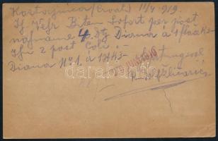 SHS 1918 Futott 10f díjjegyes levelezőlap Bécsbe küldve, Bodor vizsgálójellel