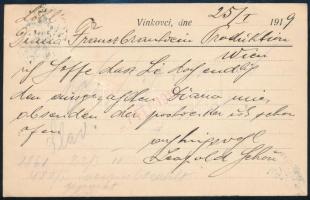 SHS 1918 Levelezőlap Károly 10f bérmentesítéssel Bécsbe küldve, Bodor vizsgálójellel