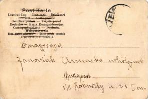 1903 Boldog Újévet! Újévi üdvözlőlap gombával / New Year greeting postcard with mushroom, lady, pig,...