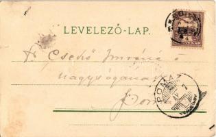 Húsvéti üdvözlet / Easter greeting litho postcard with birds, flowers and egg (szakadás / tear)