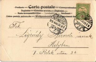 1902 Húsvéti üdvözlet / Easter greeting postcard with children, rabbit and egg (EB)