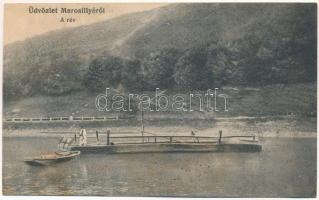1914 Marosillye, Maros-Illye, Ilia; a rév, komp. Pannonia papírüzlet kiadása / ferry crossing (ázott / wet damage)