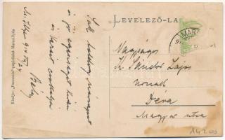 1914 Marosillye, Maros-Illye, Ilia; a rév, komp. Pannonia papírüzlet kiadása / ferry crossing (ázott...