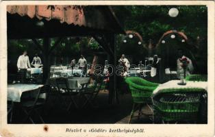 Budapest XIX. Kispest, Papp József-féle "Gödör" étterem, kerthelyiség vendégekkel és pincérekkel, pincérnővel. Üllői út 153. (EK)