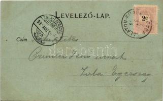 1899 Balatonfüred, kikötő, gőzhajó este holdfényben. Johannes Haacke kiadása (EK)