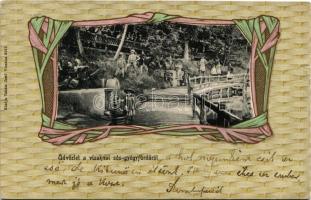 Vízakna, Salzburg, Ocna Sibiului; sós-gyógyfürdő. Takáts Jenő kiadása, szecessziós litho keret / spa. Art Nouveau litho (szakadás / tear)