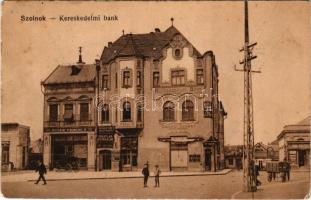 1919 Szolnok, Kereskedelmi Bank, Dusek Ferenc, Gömöri József és Urbán M. üzlete, Magyar és Francia biztosító, villanyoszlop. Gettler József kiadása (EM)