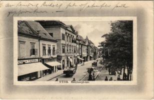 1912 Győr, Széchenyi tér, üzletek. Hermann Izidor kiadása (Rb)