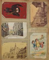 Képeslap gyűjtemény: ~300 db régi, főleg múlt századfordulós képeslap szecessziós albumban, benne re...