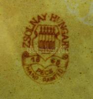 Zsolnay névjegykártya tartó tál plasztikus homár és kígyó alakokkal díszítve. Többszínű selyemfényű ...