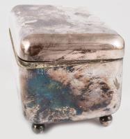 Berndorf art deco cukordoboz. Lekerekített téglány forma, négy gömb lábon. jelzett, 12x9x8 cm