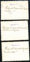 1939 Komárom, Felvidék, cseh betonerőd (bunker), 3 db fotó, a hátoldalon feliratozva, 6x9 cm