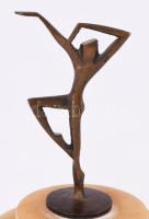 Art deco táncosnő réz szobor, talapzaton, m: 9,5 cm